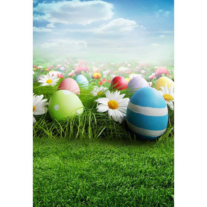 Avezano Grass And Easter Colorful Eggs In Spring Photography Backdrop-AVEZANO