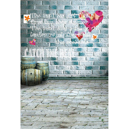 Avezano Brick Wall Texture Backdrop With Tex And Brick Floor For Portrait Photography-AVEZANO