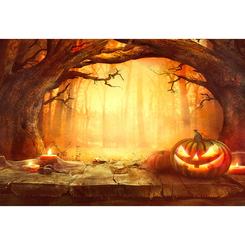 Avezano Jack-O-Lanterns And Horror Forest Halloween Photography Backdrop-AVEZANO