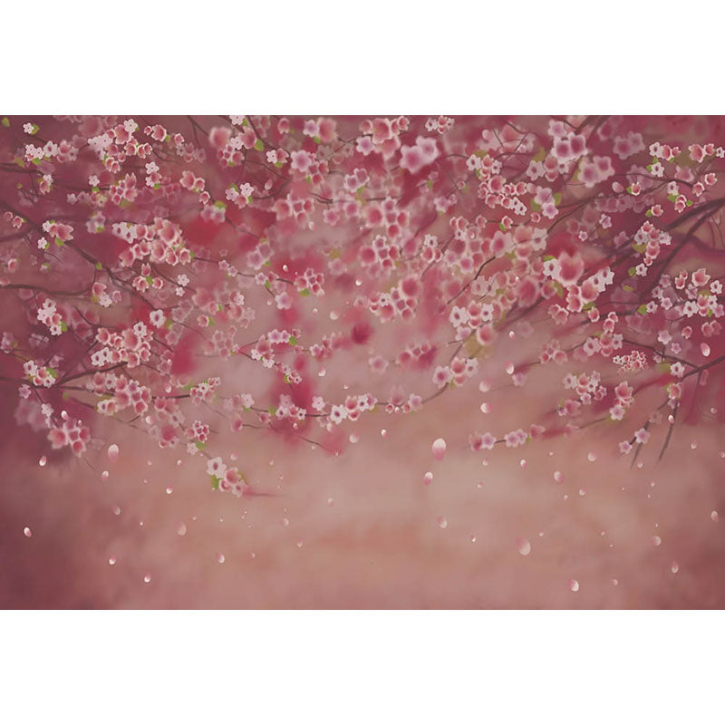 Avezano Pink Hand Painted Flowers Photography Backdrop-AVEZANO