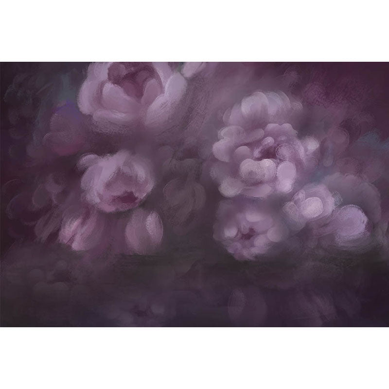 Avezano Dark Purple Hand Painted Flowers Photography Backdrop