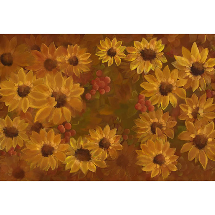 Avezano Retro Sunflowers Hand Painted Flowers Photography Backdrop-AVEZANO