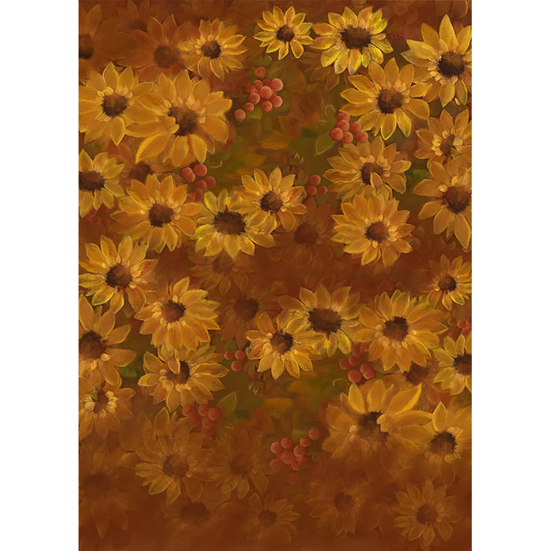 Avezano Sunflower Handpainted Floral Art Backdrop-AVEZANO