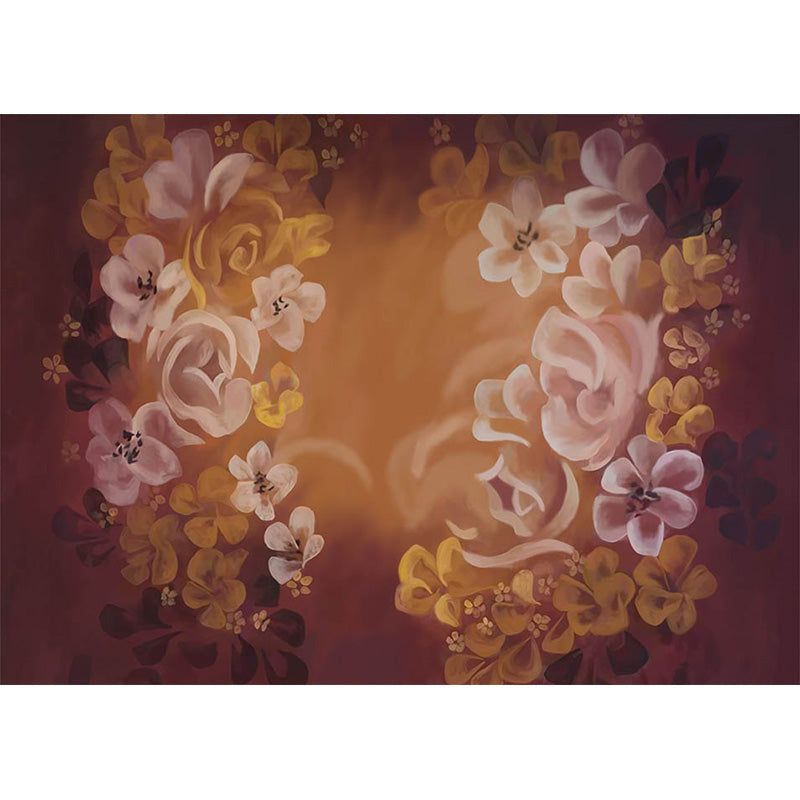 Avezano Brown Tone Background Handpainted Floral Art Backdrop For Photography