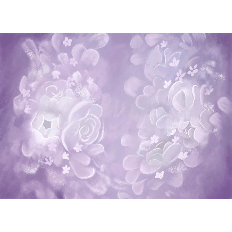 Avezano Light Purple Tone Handpainted Floral Art Backdrop For Photography-AVEZANO