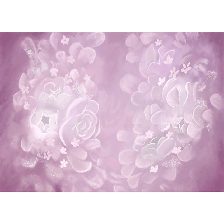 Avezano Pink Tone Handpainted Floral Art Backdrop For Photography-AVEZANO
