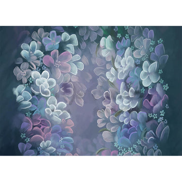 Avezano Blue Handpainted Art Flowers Backdrop For Photography-AVEZANO