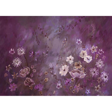 Avezano Purple Handpainted Art Flowers Backdrop For Photography-AVEZANO