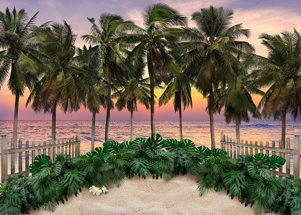 Avezano Coconut Trees By The Sea Summer Photography Backdrop-AVEZANO