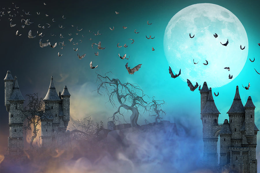 Avezano Bats In The Castle Halloween Photography Backdrop-AVEZANO