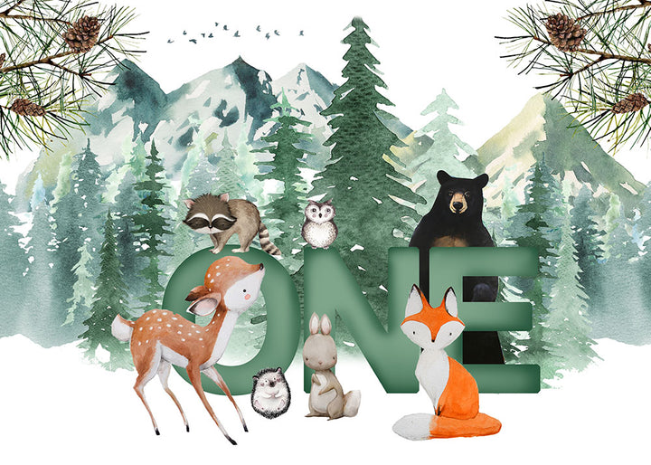 Avezano Animals In The Winter Forest Cartoon One Birthday Photography Backdrop-AVEZANO