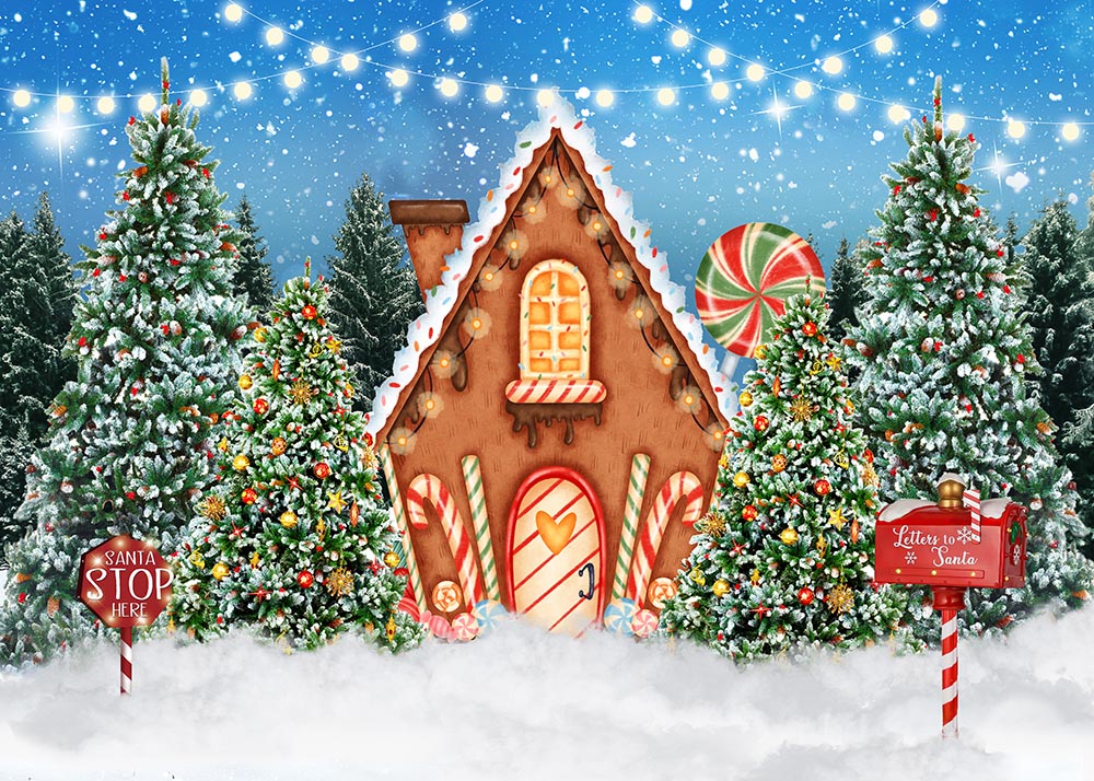 Avezano Santa'S Candy House Christmas Photography Backdrop-AVEZANO