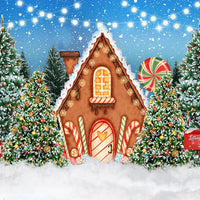 Avezano Santa'S Candy House 2 pcs Christmas Set Backdrop