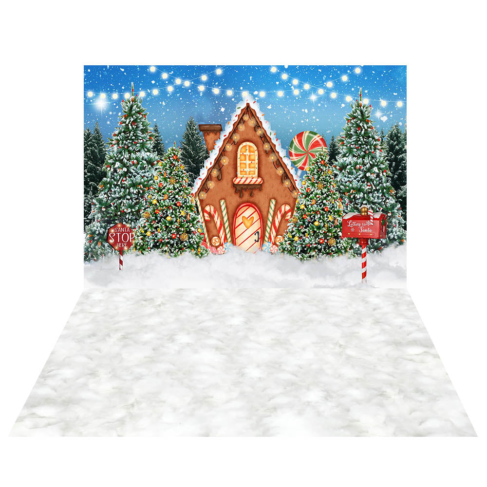 Avezano Santa'S Candy House 2 pcs Christmas Set Backdrop-AVEZANO