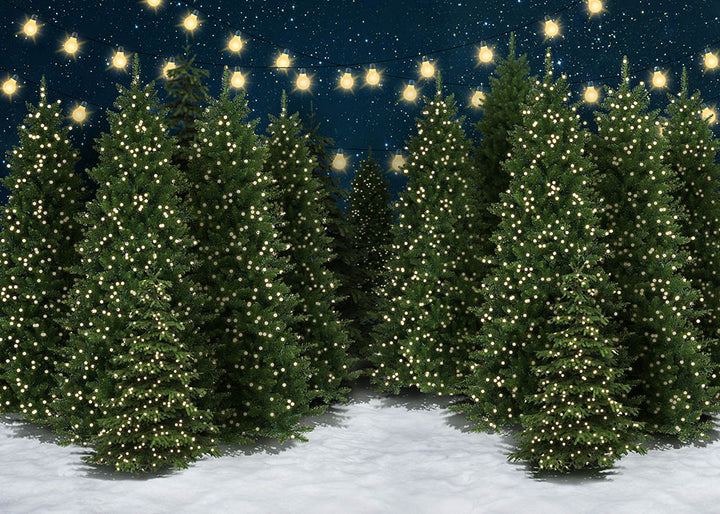 Avezano Snow Christmas Trees Backdrop For Photography-AVEZANO