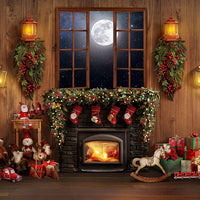 Avezano Christmas Red Curtains Photography Backdrop Room Set