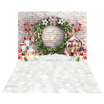 Avezano Christmas Gifts And Wreath 2 pcs Set Backdrop-AVEZANO