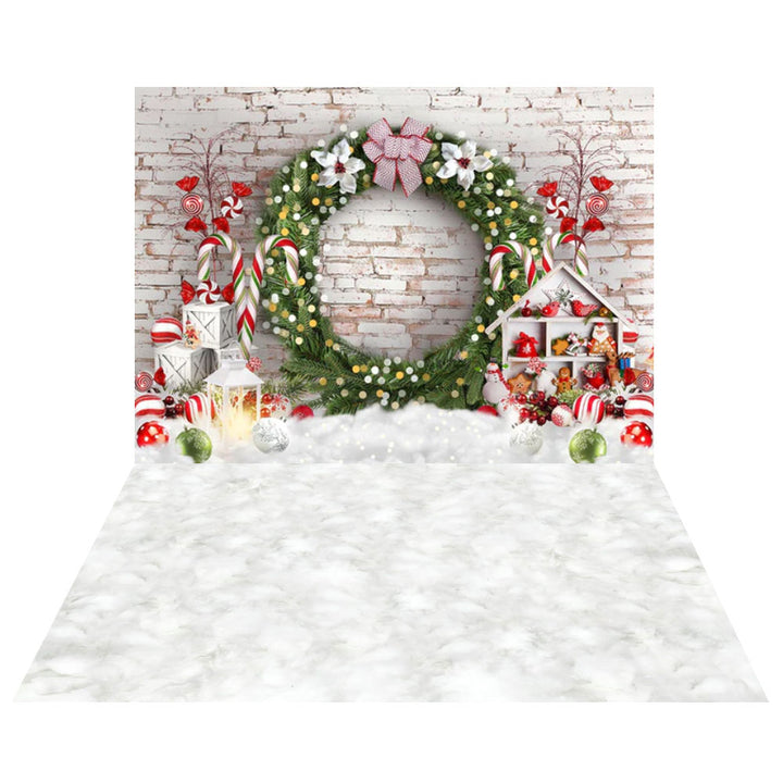 Avezano Christmas Gifts And Wreath 2 pcs Set Backdrop-AVEZANO