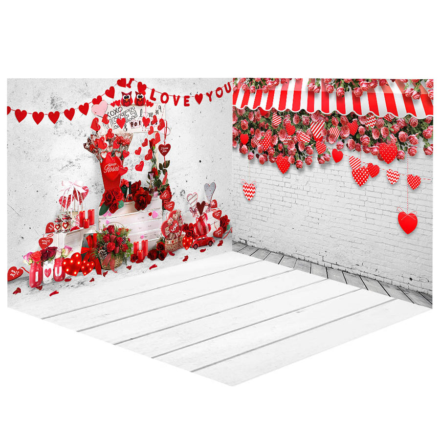 Avezano Valentine's Day Rose Theme Photography Backdrop Room Set-AVEZANO