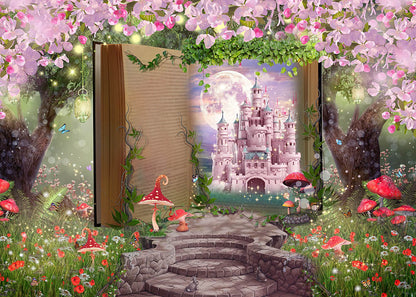 Avezano The Pink Castle In A Fairy Tale Book Magic Photography Backdrop-AVEZANO