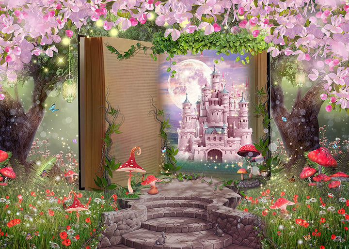 Avezano The Pink Castle In A Fairy Tale Book Magic Photography Backdrop-AVEZANO