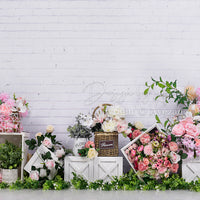 Avezano Spring Flowers Wooden Boxes Backdrop For Photography-AVEZANO