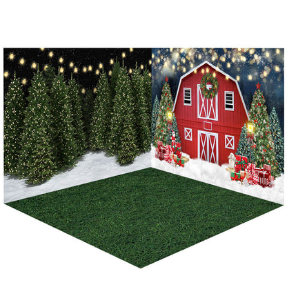 Avezano Red Barn Lawn Photography Backdrop Room Set-AVEZANO