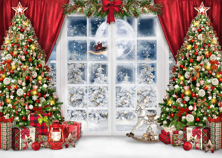 Avezano Christmas Floor-To-Ceiling Windows Photography Background-AVEZANO