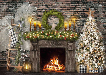 Avezano Christmas Shabby Wall Photography Background-AVEZANO