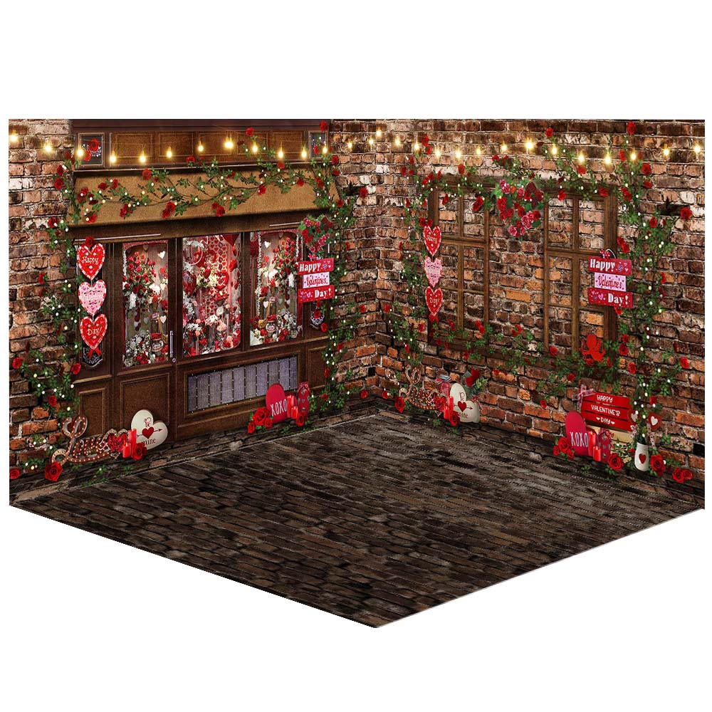 Avezano Valentine's Day Rose Shop Photography Backdrop Room Set-AVEZANO