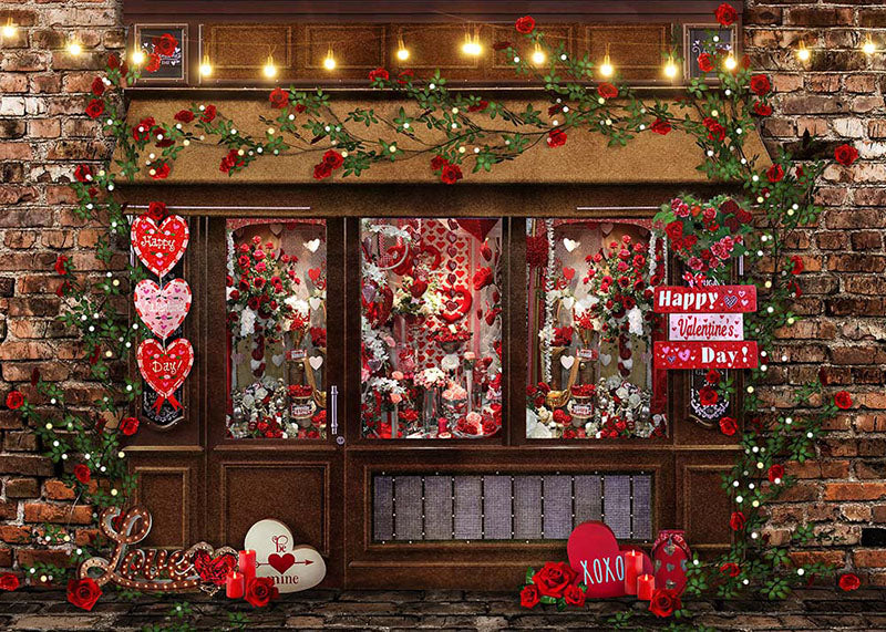 Toile de fond pour photographie de la boutique de roses de la Saint-Valentin d'Avezano