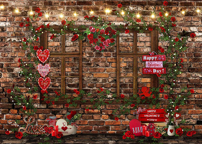 Avezano Valentine's Day Rose Shop Photography Backdrop Room Set