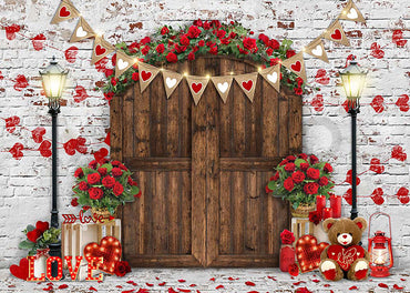 Avezano Spring Rose Wooden Door 2 pcs Set Backdrop