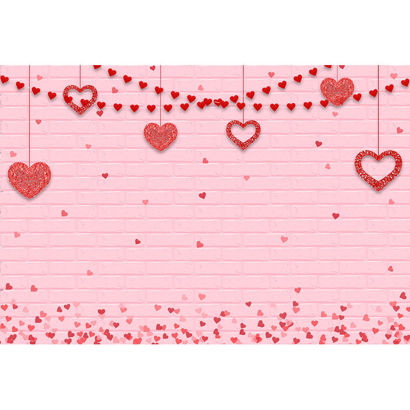 Avezano Pink Brick Wall And Love Hearts Valentine&