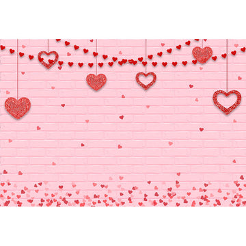 Avezano Pink Brick Wall And Love Hearts Valentine'S Day Photography Backdrop-AVEZANO