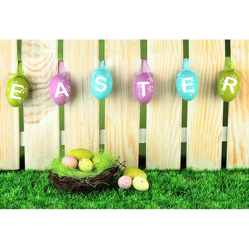 Avezano Easter Eggs On The Wood Fence Photography Backdrop For Easter-AVEZANO