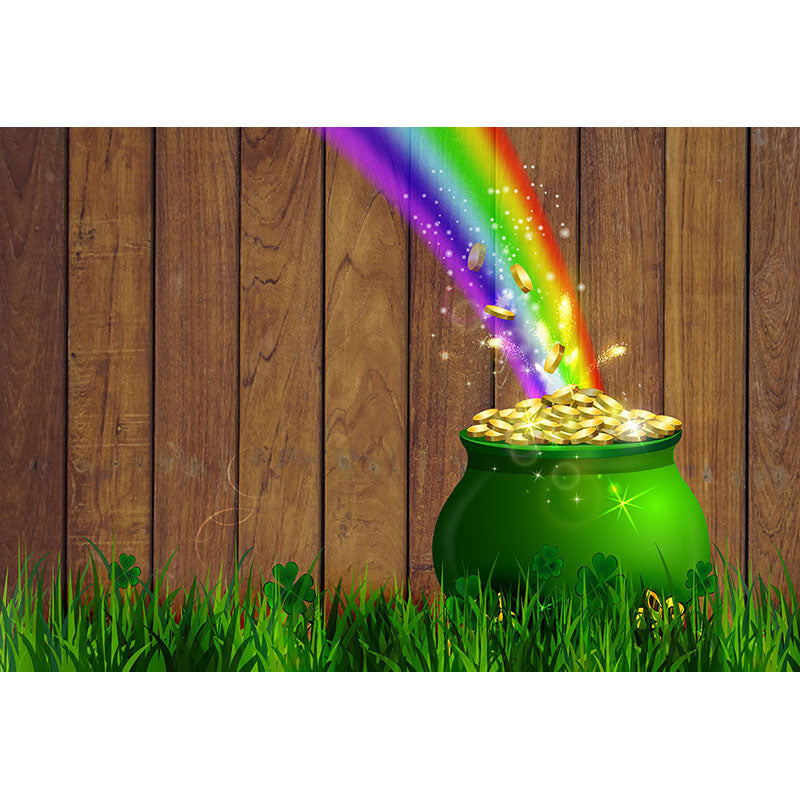 Avezano Gold With Rainbow Happy St. Patrick'S Day Photography Backdrop-AVEZANO