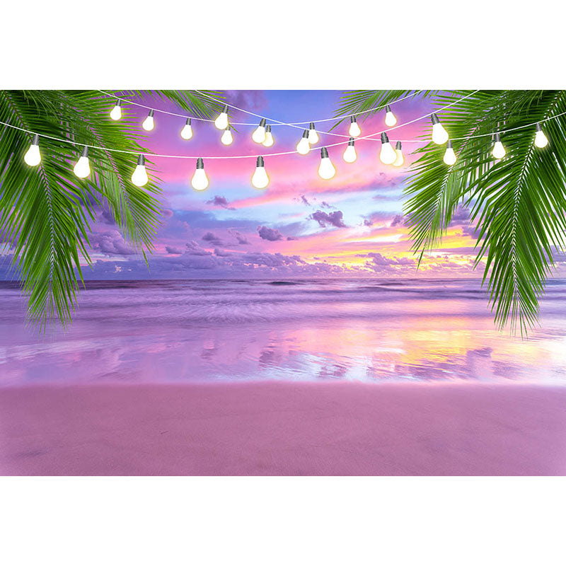 Avezano Pink Tone Sea And Beach In Summer Photography Backdrop-AVEZANO