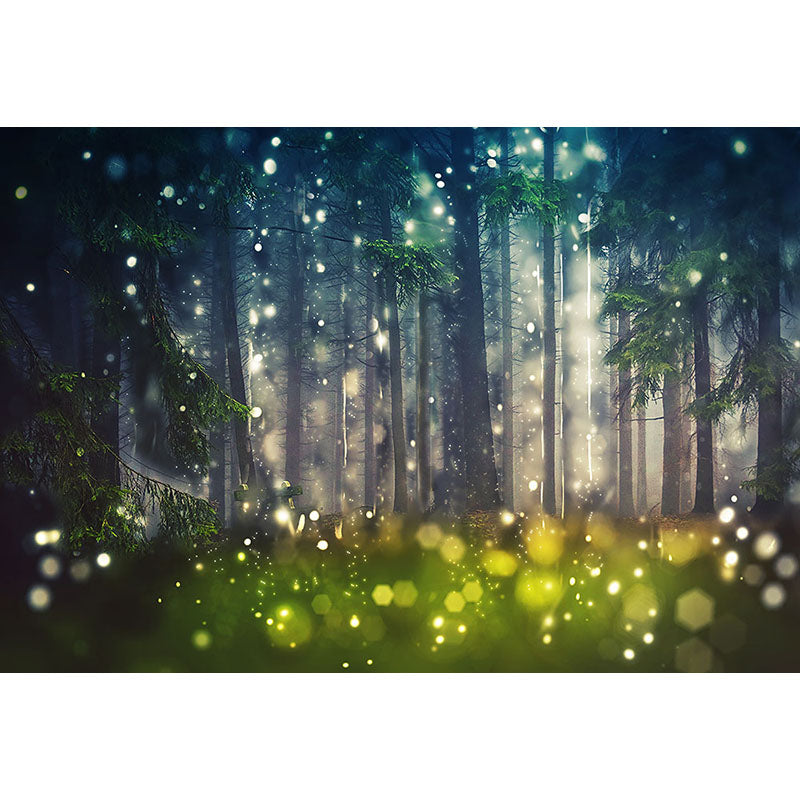 Avezano Magic Forest At Spring Night With Bokeh Photography Backdrop-AVEZANO