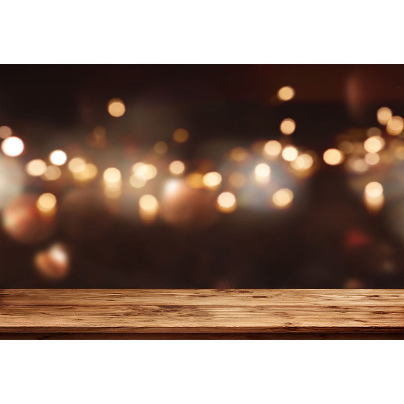 Avezano Lights Blur Sparkle Bokeh Backdrop With Wood Floor For Photography-AVEZANO