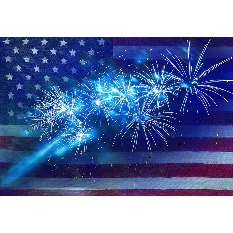 Avezano American Flag And Fireworks Photography Backdrop For Independence Day-AVEZANO