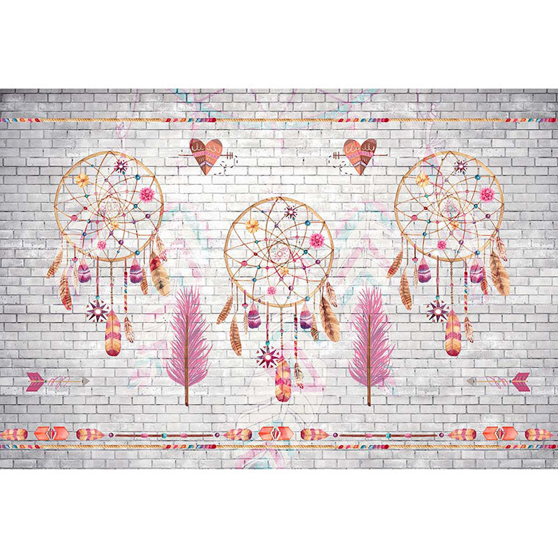 Avezano Offwhite Brick Wall Texture With Other Decorations Photography Backdrop-AVEZANO