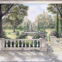 Avezano Watercolour Spring Garden In The Castle Photography Backdrop-AVEZANO