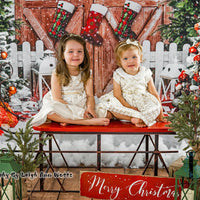 Avezano Christmas Trees and Wooden Door Backdrop for Photography-AVEZANO
