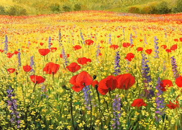 Avezano Oil Painting Style Flower Field Backdrop For Photography-AVEZANO