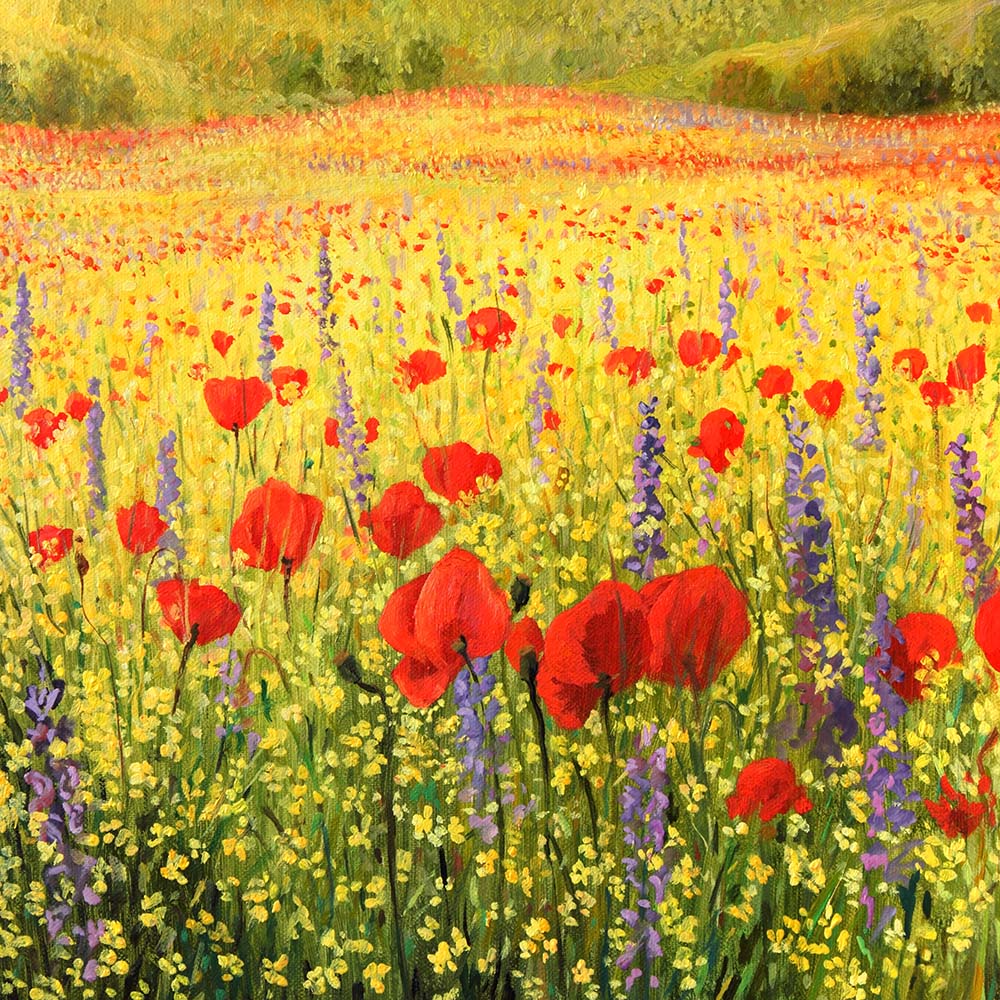 Avezano Oil Painting Style Flower Field Backdrop For Photography
