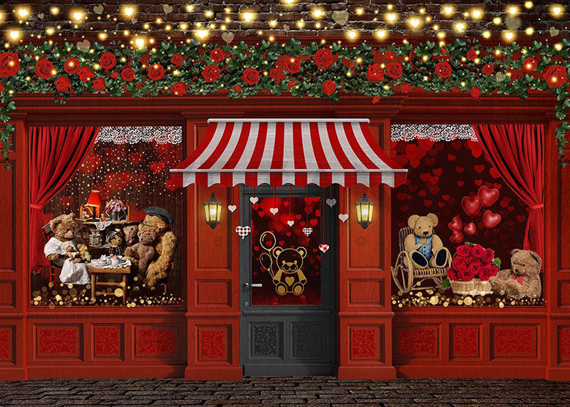 Avezano Gift Shop 2 pcs Valentine's Day Set Backdrop