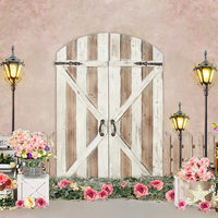 Avezano Pink Wall and Flowers in Spring 2 pcs Set Backdrop