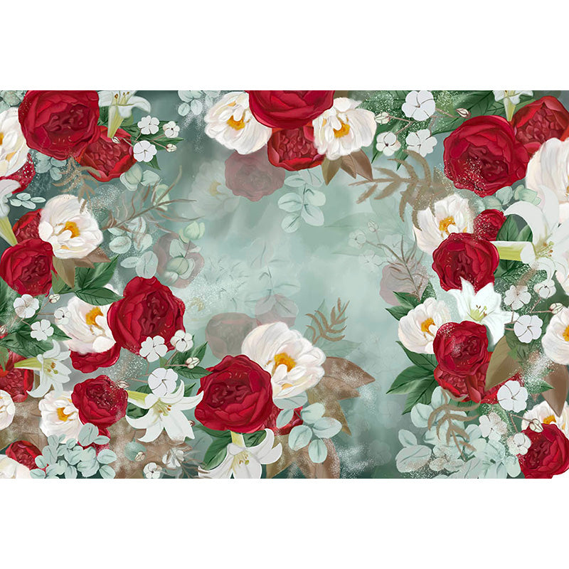 Avezano Red Rose Handpainted Floral Photography Backdrop-AVEZANO