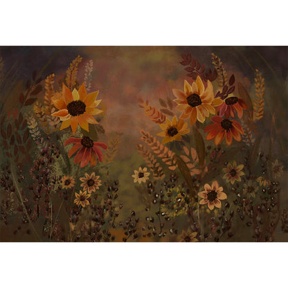 Avezano Dark Green Tone Handpainted Floral Backdrop For Photography-AVEZANO